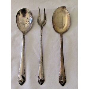Vintage Rogers & Bros 'Starlight' Silverplate IS Slotted Spoon, Pickle Fork, Ser